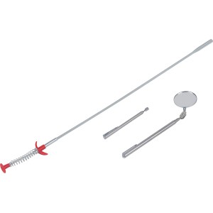 3-teiliges Greifer-Set: Greifer, Magnetheber und Inspektionsspiegel aus Stahl für schwer zugängliche Stellen.