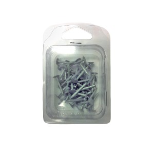 Pappnägel 2,8x25 mm, verzinkt, 50 Stück im transparenten Kunststoffbehälter.