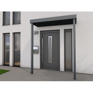 Gutta Rechteckvordach BS PLUS Anthrazit 160 x 90 cm 2 Pfosten und Ablauf Links