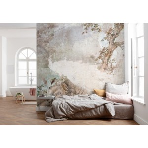 Komar Vlies Fototapete Pasado mit Pfau-Motiv, 300x280cm, für Wohn- und Schlafzimmer.