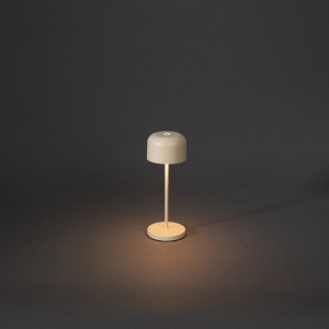 Sandfarbene Konstsmide LED Tischleuchte Lille Mini, 20cm, für Innen & Außen.