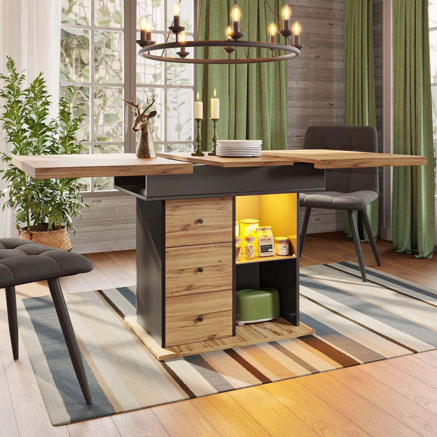 set geschirr Schwarzes skandinavisches Geschirrset – Schönes Design aus Steingut – nortea Vase:4er-Set