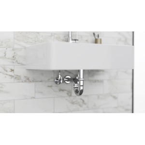 Verchromtes Kirchhoff Tauchrohr (41,9 mm) für Siphon unter einem Waschbecken.