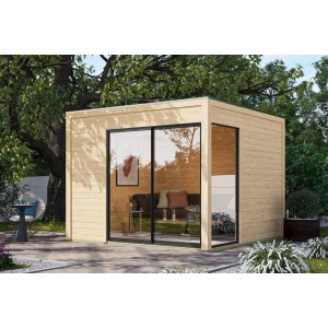 Karibu Gartenhaus Dillen 1 mit Schiebetür Natur