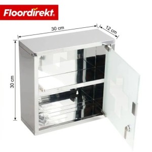 Floordirekt Medizinschrank Allen Abschließbarer mit Glastür Silber 30 x 30 cm 2 Fächer