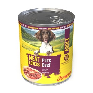 Josera Hunde-Nassfutter Meat Lovers Adult Pure Beef, 800g Dose mit Rindfleisch für ausgewachsene Hunde.