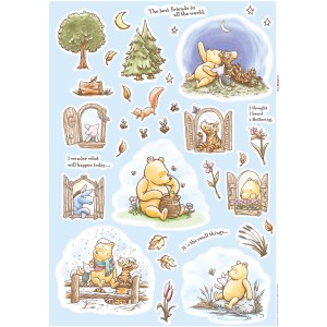 Winnie Pooh Wandtattoo: Deko-Sticker mit Winnie Puuh und seinen Freunden im Abenteuer-Design, 50x70 cm.