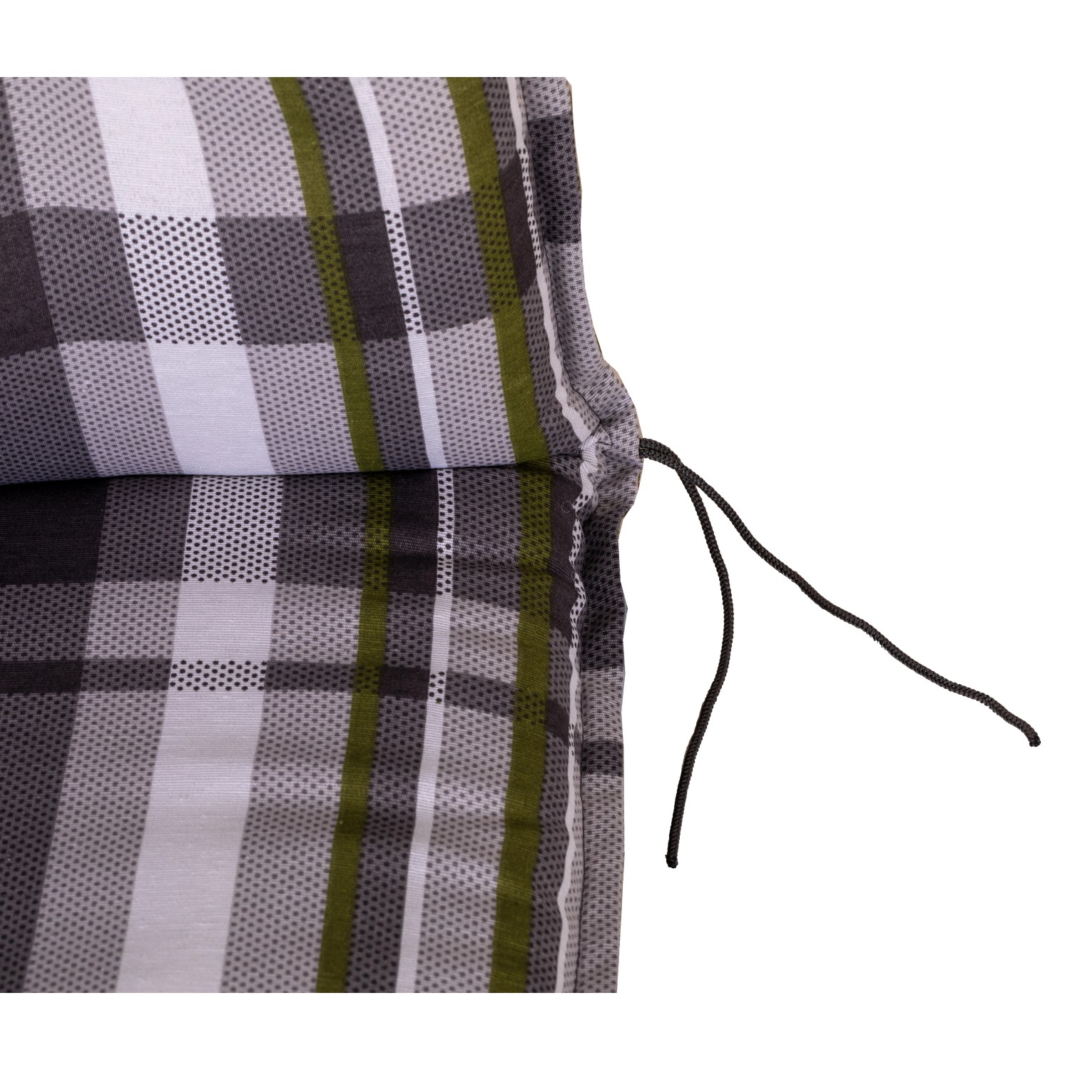 Beo Niedriglehner Saumkissen Tirana Turin, grau-grün kariert, Detailansicht.