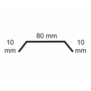 Sarei Flachprofil 10/80/10 HG10: Schemazeichnung mit Maßen für Dachblech.