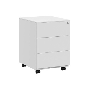Weißer Songmics Aktenschrank mit 3 Schubladen und Rollen, abschließbar.