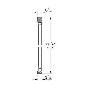 Technische Zeichnung: Grohe QuickFix Brauseschlauch VitalioFlex Twiststop, 175 cm, Chrom, Maße