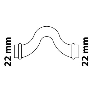Kirchhoff CU-Überspringbogen, 22 mm, blank, mit 2 Muffen – Detailansicht.