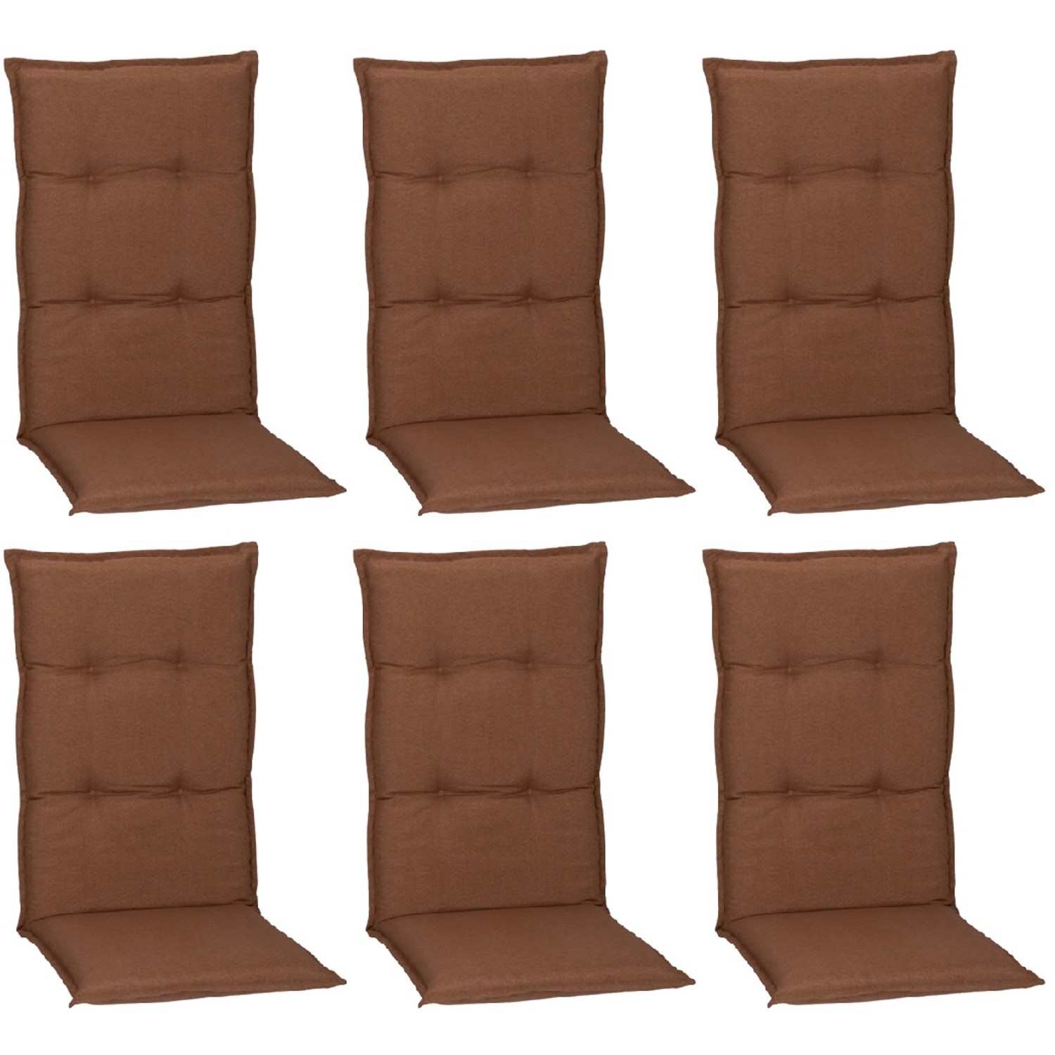 6er-Set Beo Sitzauflagen Tolonaro für Hochlehner, dunkelbraun, mit Knöpfen.