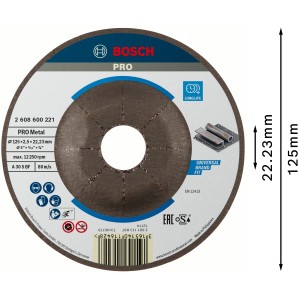Bosch Schleif-Trennscheibe, 125 mm, gebogen, für Metallbearbeitung mit Winkelschleifer.
