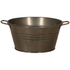 Zinkschale mit Griff im Blacklook Ø 21cm x 11 cm