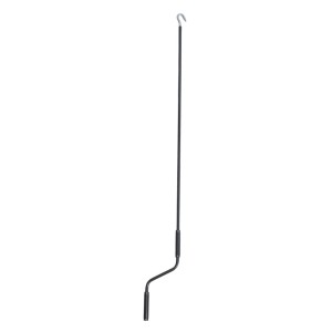 Anthrazitfarbene Markisenkurbel, 150 cm lang, mit Handgriff und Haken.