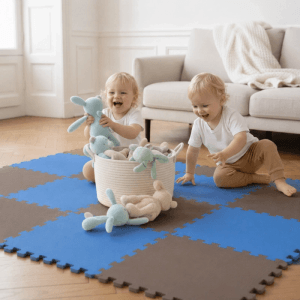 LittleTom Baby & Kinder Puzzlematte 30 x 30 cm 18 Stück Braun & Dunkelblau