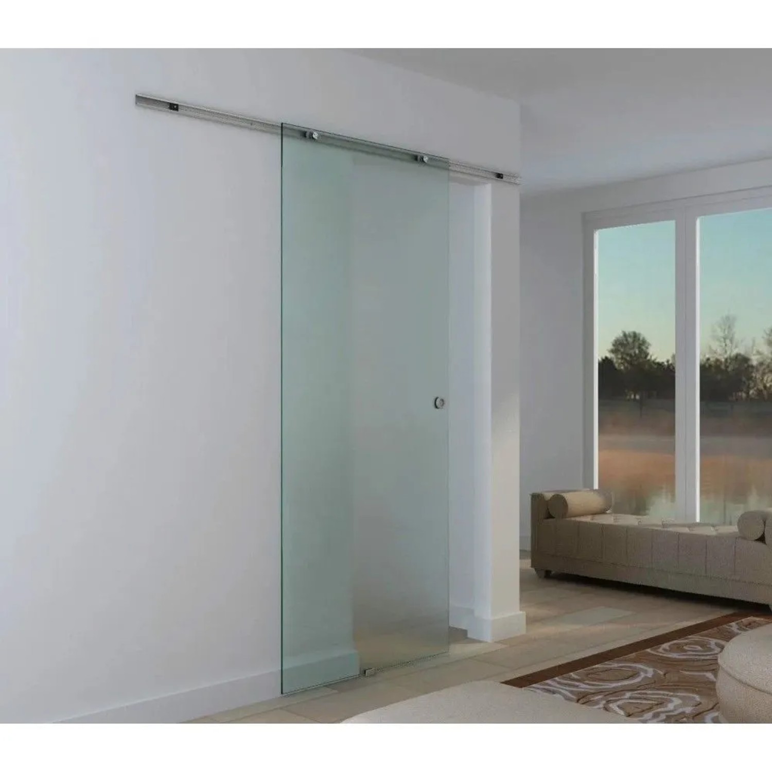 HOMCOM Glasschiebetür aus Mattglas mit Hängesystem, als moderne Zimmertür oder Raumteiler. Blickdicht & lichtdurchlässig.