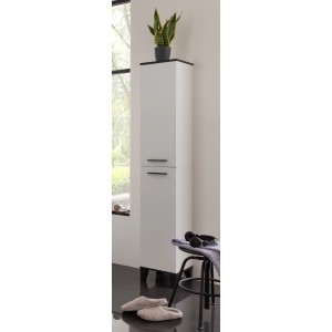 Fackelmann Hochschrank TE-A, weiß matt, 175 cm hoch, Badmöbel zur Wandmontage mit Stauraum.