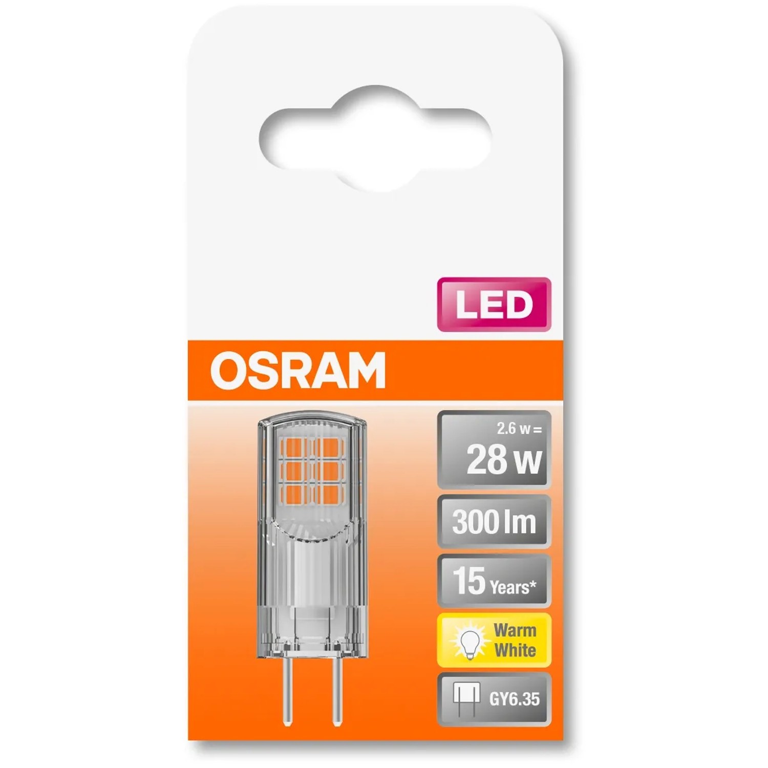 Osram LED-Leuchtmittel GY6.35, 2,6W, Warmweiß, 300lm. Kompakte LED Lampe für Wohnräume.