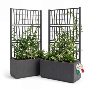 BigDean 2 x Blumenkasten mit Rankgitter Pflanzkasten 80x36x 140 cm Hoch Made in Europa
