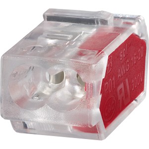 Steckklemme 2-polig, transparent, für Leiter von 1,0-2,5 mm, 25 Stück