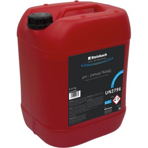 Kanister mit flüssigem pH-Minus für Pools (20 kg) zur pH-Regulierung.