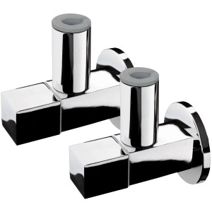 2er-Set Handwerk Design Eckventile Square, verchromt, mit quadratischem Design.