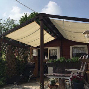 Peddy Shield Bausatz Pergola inkl. Sonnensegel 270 cm x 140 cm Elfenbein