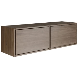 Selsey TV-Hängeboard Framme 100 cm in Walnuss-Holzoptik mit zwei grifflosen Klappen, wandmontiert.