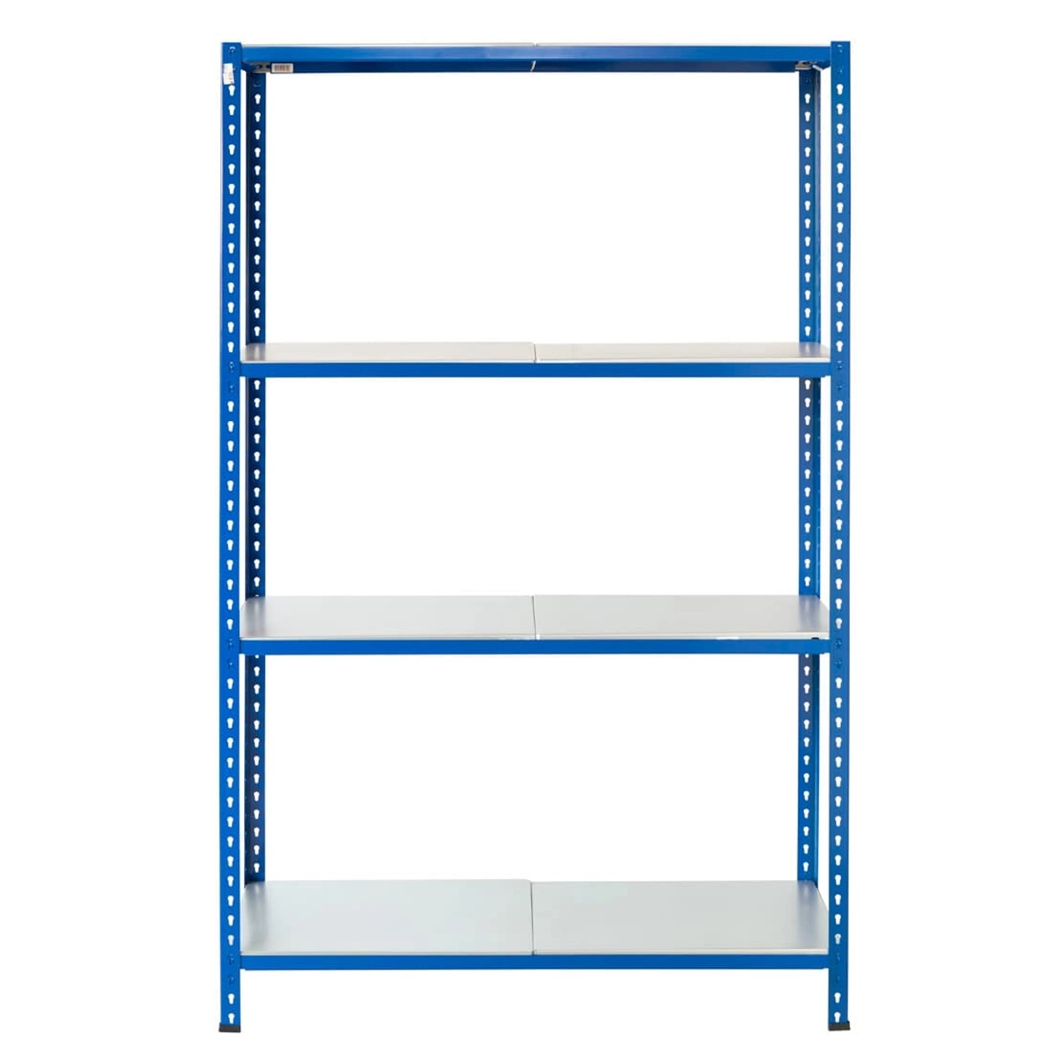 Blaues Ar Shelving Steckregal mit 4 Böden, verzinkt, 200x120x30 cm, belastbar bis 180 kg.