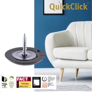 Wagner QuickClick Möbelgleiter Set, 12-teilig, schwarz-grau, mit Schraube. Für Teppich, Kork u.a.
