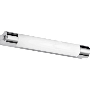 Trio LED-Bad-Wandleuchte, Chrom, 44cm, mit Schalter und Steckdose. Moderne Badlampe.