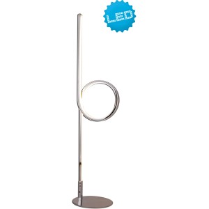 Moderne LED-Tischleuchte Loop in Chrom. Designlampe aus Metall mit warmweißem Licht.