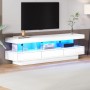 okwish TV Schrank LED Hochglanz Glas App Steuerung Wohnzimmer 70 Zoll 160x38x50cm Weiß_2