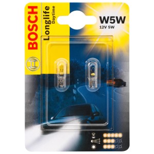 Bosch GLL Longlife W5W, 2er-Pack Auto-Glühlampen für Anzeigenbeleuchtung.