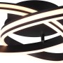 Moderne, dimmbare Trio LED-Deckenleuchte Nuria in Schwarz Matt mit geschwungenem Design für Wohn- und Schlafzimmer.