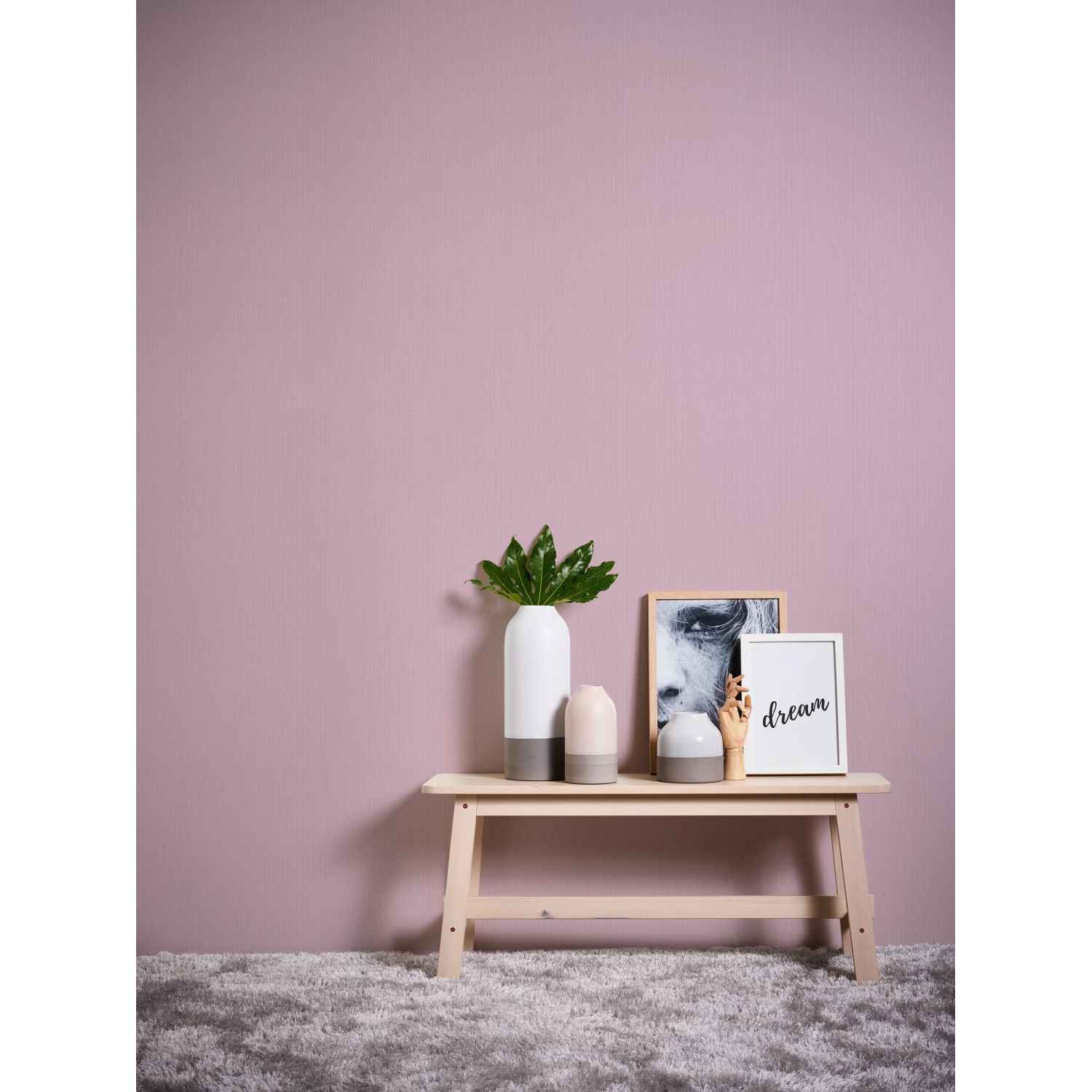 Rosa Vliestapete Uni von Michalsky Living Change, dezente Struktur für Wohnraum.