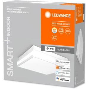 Verpackung der Ledvance Smart+ WiFi Deckenleuchte Orbis Magnet, 30x30 cm, dimmbar.