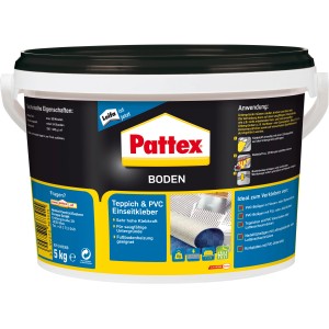 Pattex Einseitkleber für Teppich und PVC, 5 kg, weiß, geeignet für Fußbodenheizung.