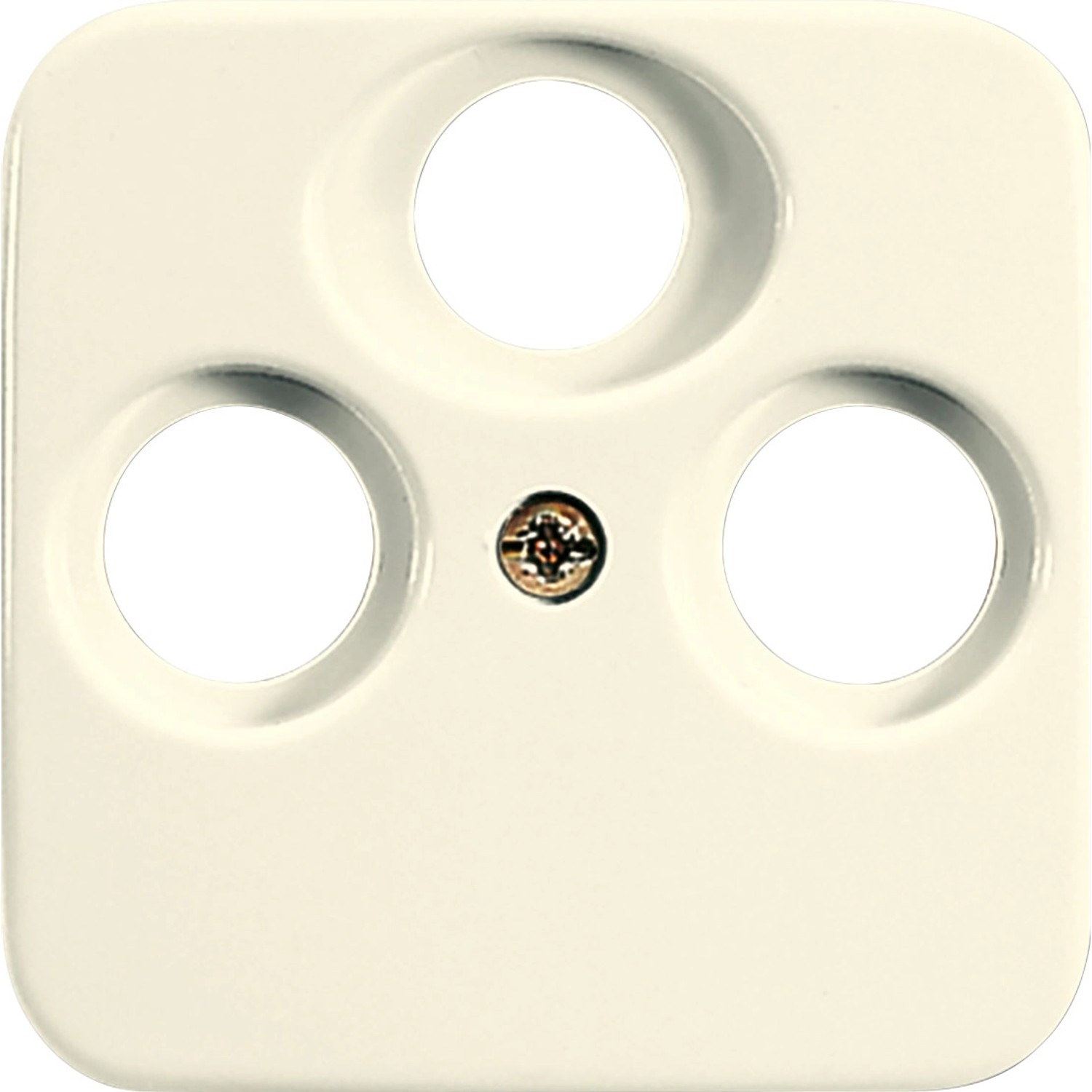 Weiße Busch-Jaeger Abdeckung für Antennensteckdose Duro 2000 SI mit drei Anschlüssen.