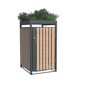 Westmann Mülltonnenbox Planta, anthrazit/holzfarben, mit Pflanzdach für 1x 240 l Tonne.