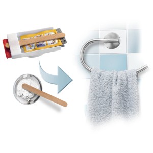 Fackelmann Klebesystem für Bad-Accessoires: Montage ohne Bohren, bis 50kg Tragkraft.