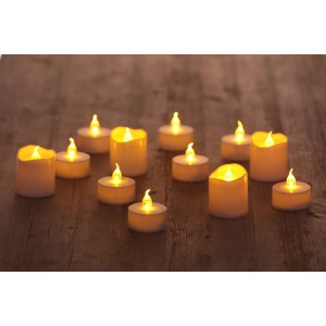 12-er Set LED-Teelichte und Votivkerzen Kunststoff Nele 12x3,8x3,8/4,5 cm Weiß