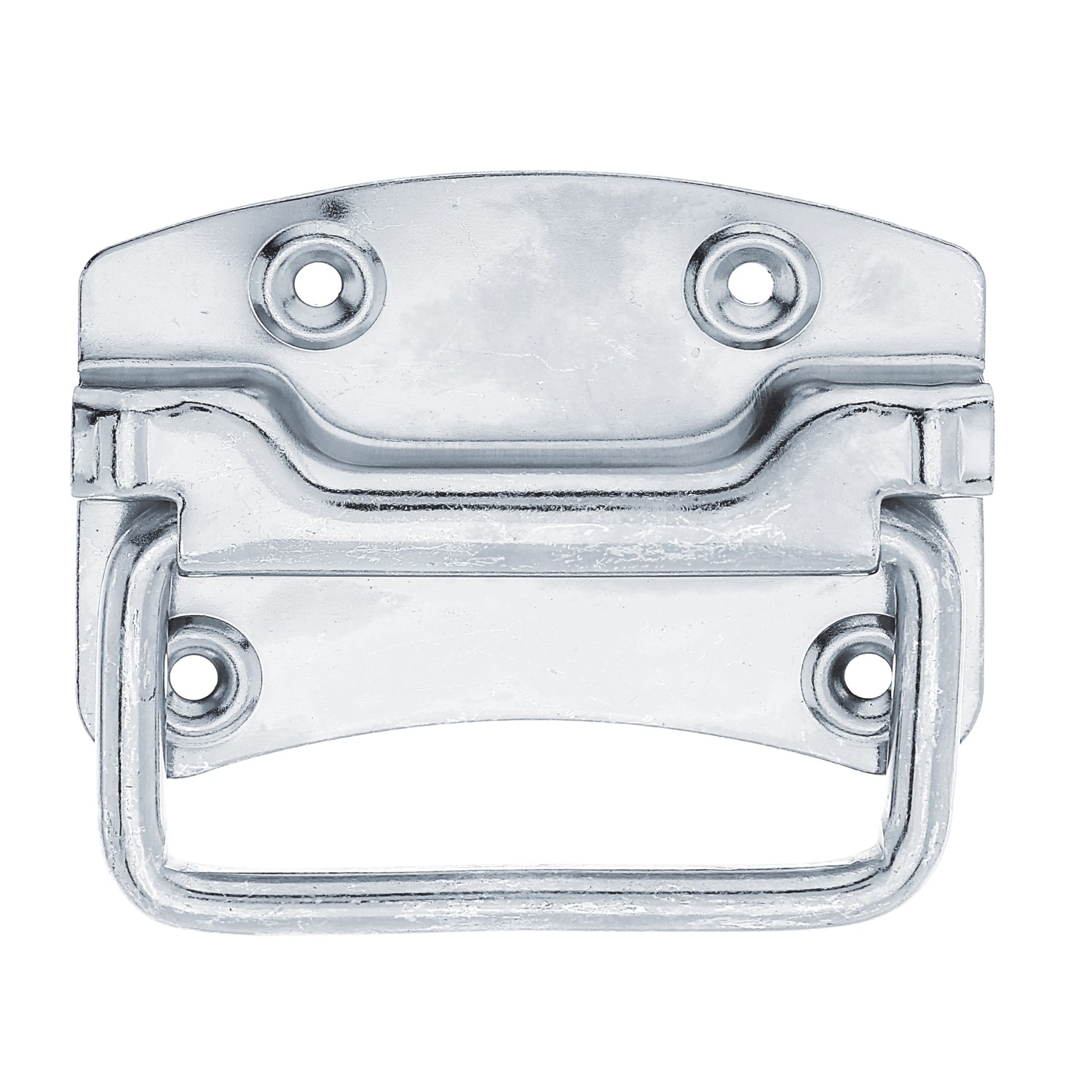 Alberts Kistengriff, dickschichtpassiviert, 104x80mm, Stahl, mit Schraublöchern für sichere Befestigung.