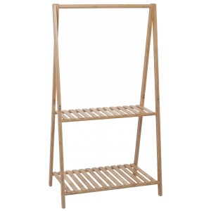 Bambus Pflanzenregal mit 2 Ablagen und Stange für Hängepflanzen, 130x70x44cm.
