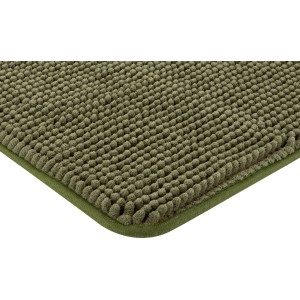 Moosgrüne baliv Badematte (50x80 cm) aus Polyester, Detailaufnahme der Textur.