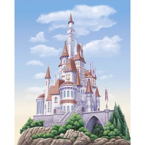 Komar Vlies Fototapete Disney Princess Belle Castle Mehrfarbig