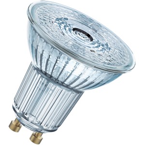 Osram GU10 LED-Lampe, 4,3W, Neutralweiß, 350lm, EEK: G. Klares Glasgehäuse.