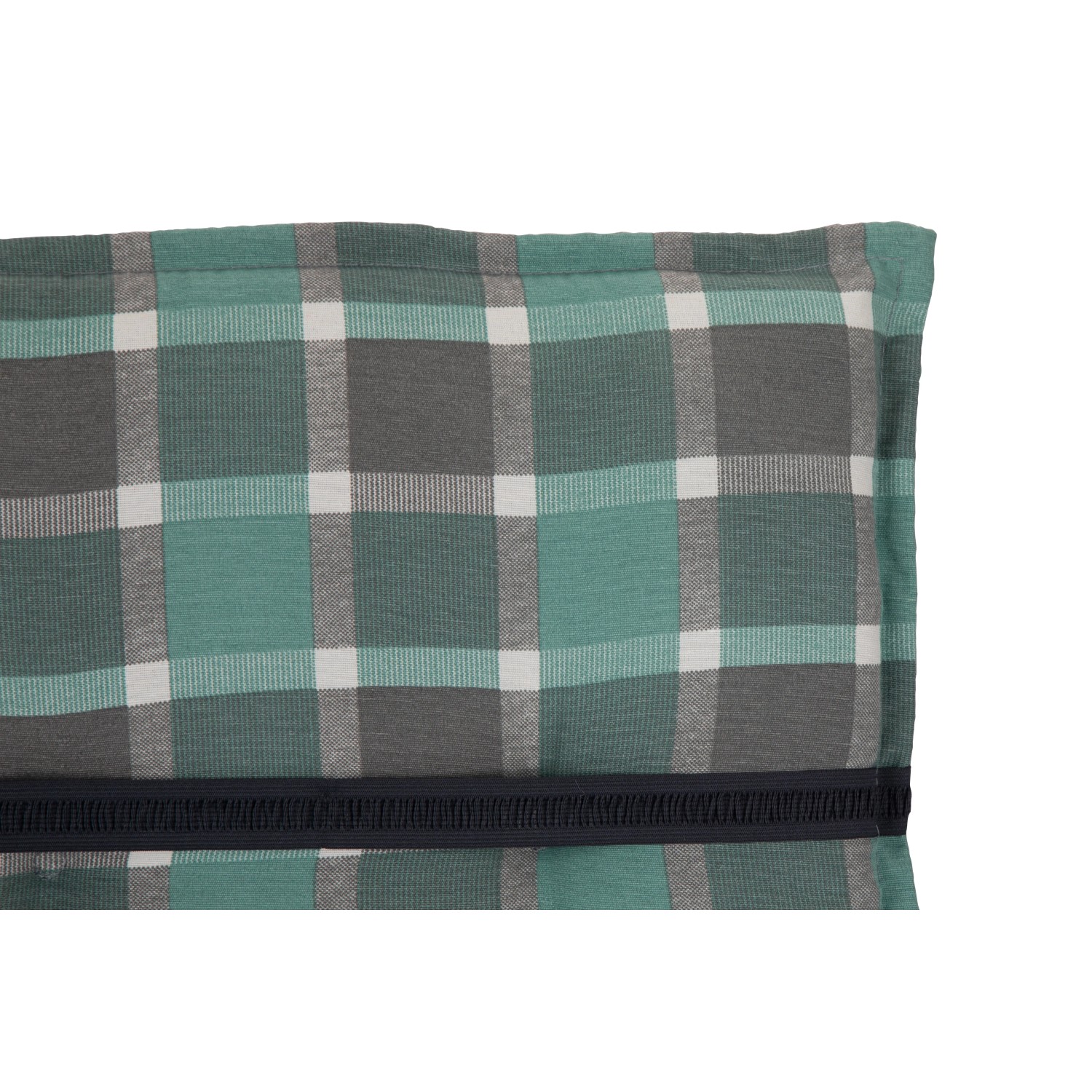 Beo Sitzauflage Büsum 4er-Set Türkis, Niedriglehner-Kissen mit Karomuster für Gartenstühle.